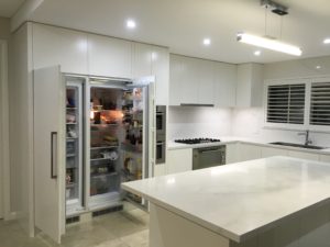 Kellyville kitchen island and open custom cabinet