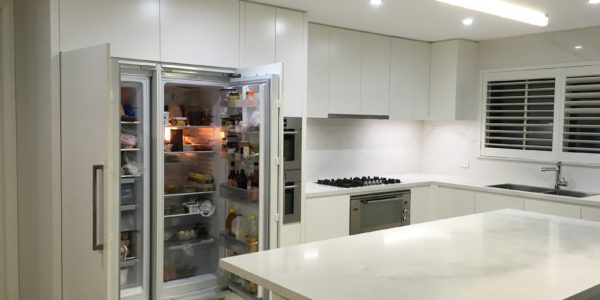 Kellyville kitchen island and open custom cabinet