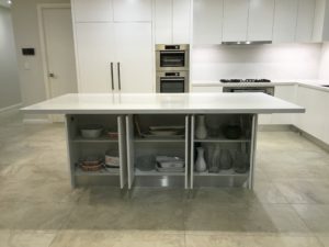 Kellyville kitchen island open drawers