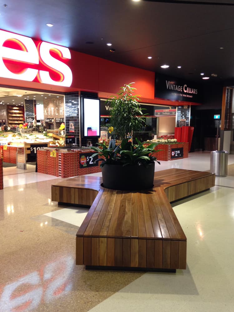Westfields Shopping Centre custom seating setup with plants