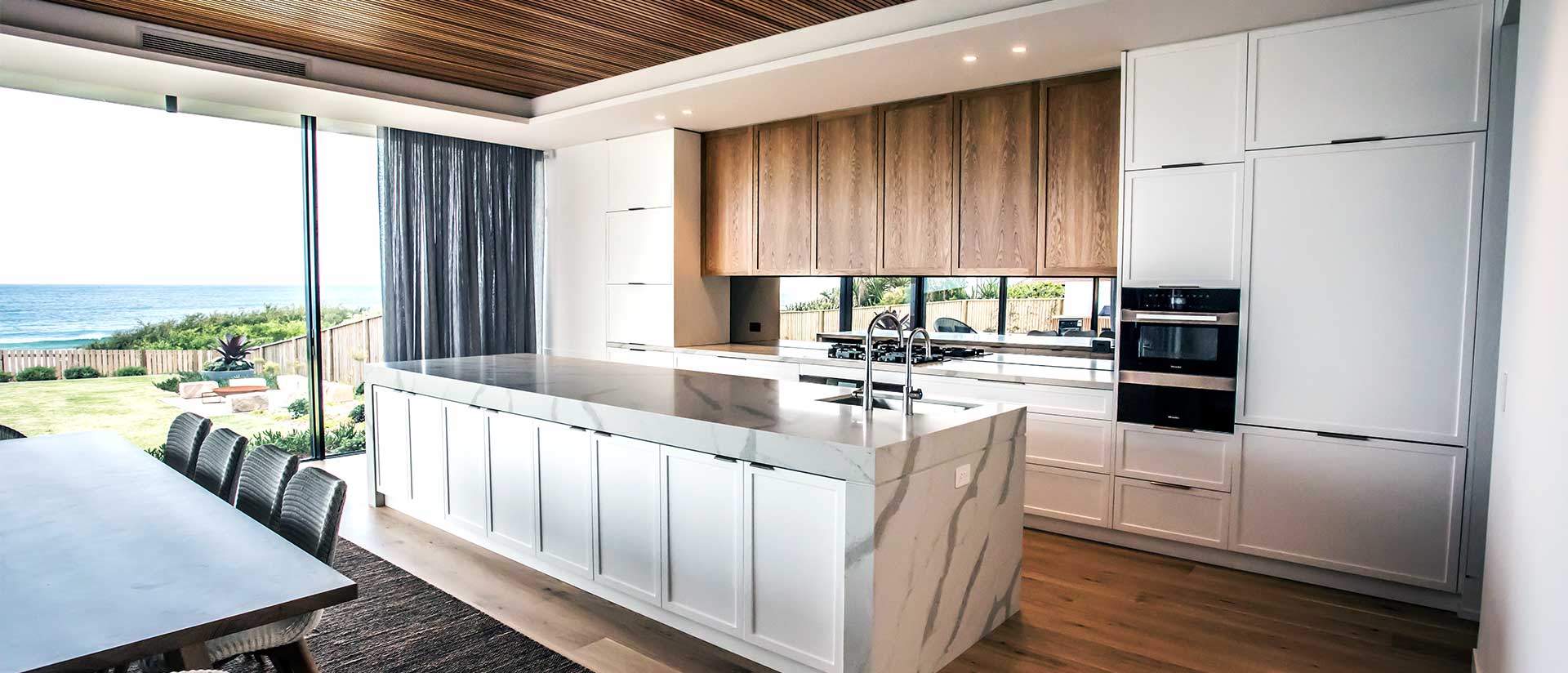 coastal hamptons style kitchen recently installed in Narrabeen