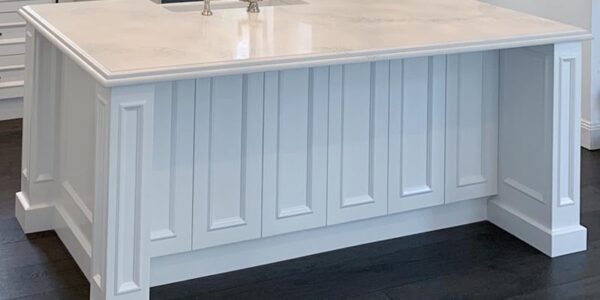 Castle Hill Hamptons kitchen island with decorative panelling