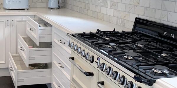 Crisp white shaker cabinetry with matt finish in Castle Hill kitchen remodel